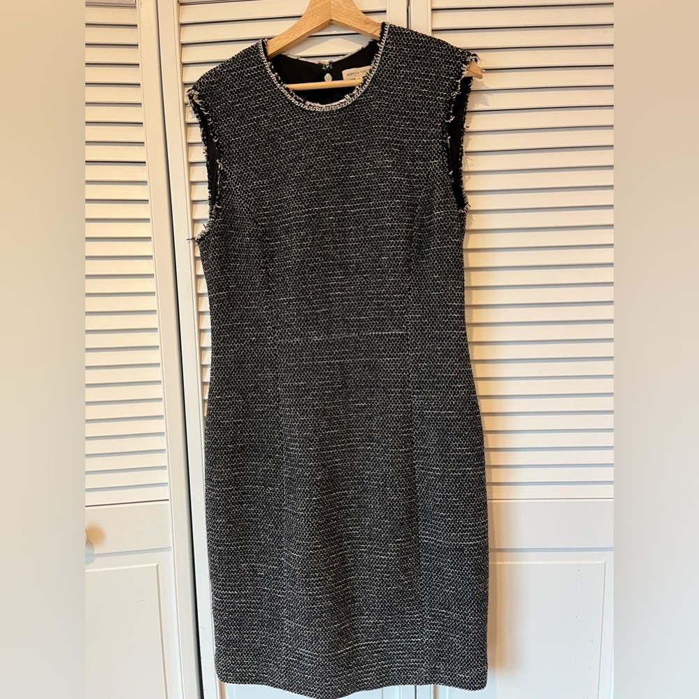 Elegant Black and White Tweed Dress